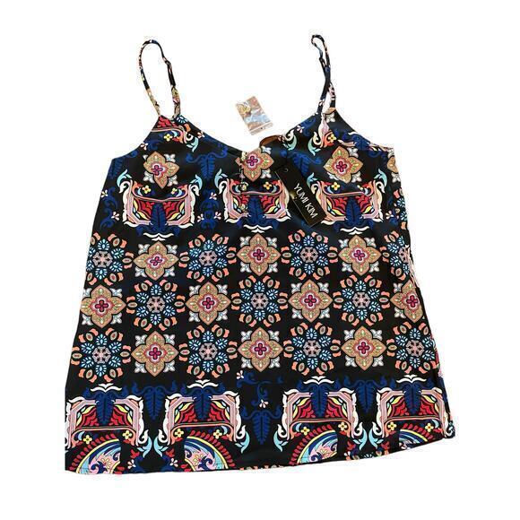 NWT Yumi Kim Bloomingdale's Spaghetti Strap Geometric Floral Print Blouse - Picture 1 of 6